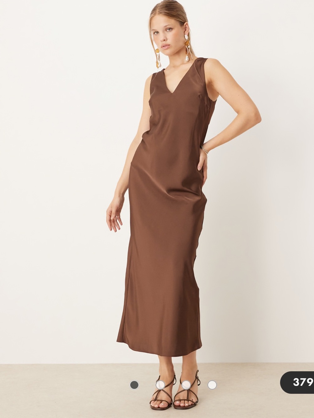 ASOS Design Sleek V-Neck Chocolate Slip Dress